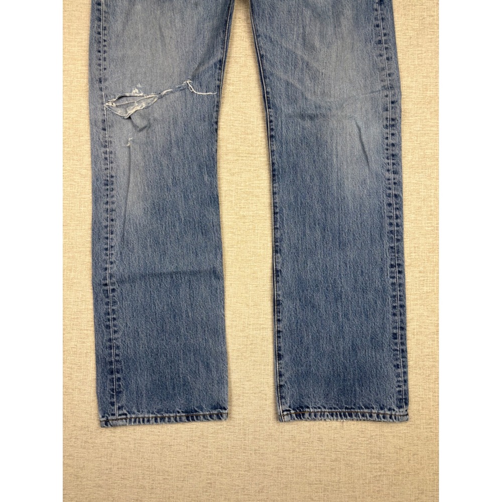 Vintage Levis 501 Mens 36x30 Jeans Light Distress Festival Faded Denim - Picture 3 of 13
